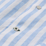 carpasus sustainable organic linen shirt ascona stripes light blue white. Nachhaltiges Carpasus Hemd Ascona Streifen Hellblau Weiss aus Bio Leinen 