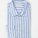 carpasus sustainable organic linen shirt ascona stripes light blue white. Nachhaltiges Carpasus Hemd Ascona Streifen Hellblau Weiss aus Bio Leinen 