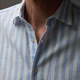 carpasus sustainable organic linen shirt ascona stripes light blue white. Nachhaltiges Carpasus Hemd Ascona Streifen Hellblau Weiss aus Bio Leinen 