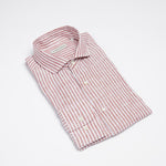 carpasus sustainable organic linen shirt stripes rust white. Nachhaltiges Carpasus Hemd aus Bio Leinen mit Streifen Rost Weiss