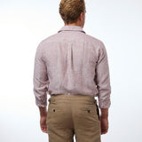 carpasus sustainable organic linen shirt stripes rust white. Nachhaltiges Carpasus Hemd aus Bio Leinen mit Streifen Rost Weiss