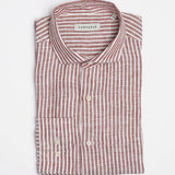 carpasus sustainable organic linen shirt stripes rust white. Nachhaltiges Carpasus Hemd aus Bio Leinen mit Streifen Rost Weiss