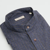 carpasus sustainable organic cotton and linen shirt scurido marine/ochre. Nachhaltiges Carpasus Hemd Scurido aus Bio Baumwolle und Leinen in Marine/Ocker