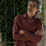 carpasus sustainable organic cotton flanell shirt castanio terracotta. Nachhaltiges Carpasus Flanell Hemd Castanio Terracotta aus Bio Baumwolle 