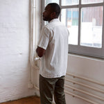 carpasus sustainable organic linen shirt short sleeves verita stripes rust white. Nachhaltiges Carpasus Hemd kurzärmlig Verita Streifen Rost Weiss aus Bio Leinen 