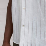 carpasus sustainable organic linen shirt short sleeves verita stripes rust white. Nachhaltiges Carpasus Hemd kurzärmlig Verita Streifen Rost Weiss aus Bio Leinen 
