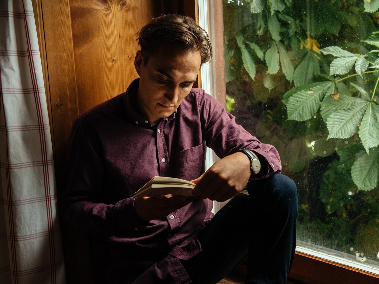 carpasus sustainable organic cotton flanell shirt populus bordeaux. Nachhaltiges Carpasus Flanell Hemd Populus Bordeaux aus Bio Baumwolle 